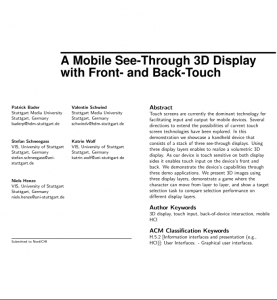 Design and Evaluation of a Layered Handheld 3D Display with Touch-sensitive Front and Back