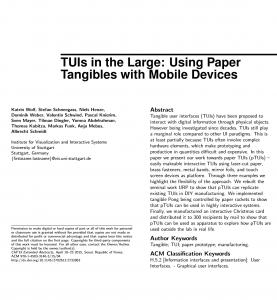 TUIs in the Large: Using Paper Tangibles with Mobile Devices